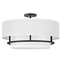 Best Czarno-biała lampa wisząca z abażurem HK-GRAHAM-L-BK z serii GRAHAM Żyrandole Nowoczesne