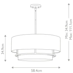 Best Czarno-biała lampa wisząca z abażurem HK-GRAHAM-L-BK z serii GRAHAM Żyrandole Nowoczesne