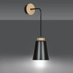 Sklep Kaja Czarno-drewniany kinkiet na jedną żarówkę 442/K1 | Kaja Oświetlenie