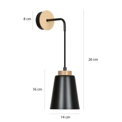 Sklep Kaja Czarno-drewniany kinkiet na jedną żarówkę 442/K1 | Kaja Oświetlenie