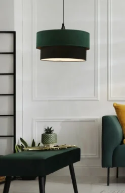 Best Czarno-zielona lampa wisząca z abażurem 31-19707 SOLANTO | Kaja Żyrandole Nowoczesne