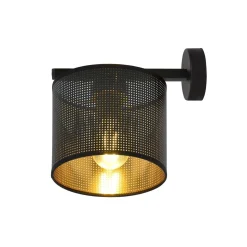 Sklep Kaja Czarno-złota, abażurowa lampa ścienna 1144/K1 JORDAN | Kaja