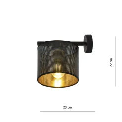 Sklep Kaja Czarno-złota, abażurowa lampa ścienna 1144/K1 JORDAN | Kaja