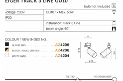 Sklep Kaja Czarno-złota głowica do szynoprzewodu GU10 AZ4206 EIGER | Kaja