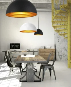 Clearance Czarno-złota, kopułowa lampa wisząca ⌀18cm AZ1393 MODENA | Kaja Żyrandole Nowoczesne