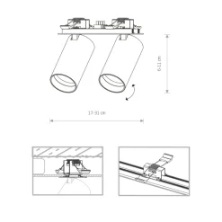 Sklep Kaja Czarno-złota lampa podtynkowa, dwa reflektory 7690 | Kaja Oświetlenie