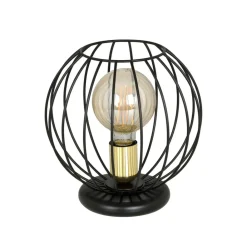 Sklep Kaja Czarno-złota lampa stołowa druciany klosz 144/LN1 | Kaja Oświetlenie