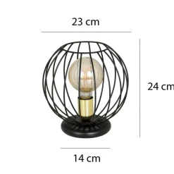 Sklep Kaja Czarno-złota lampa stołowa druciany klosz 144/LN1 | Kaja Oświetlenie
