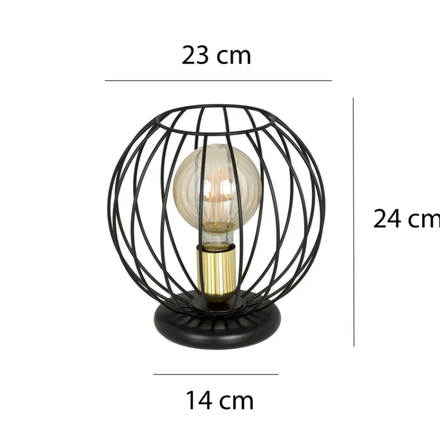 Sklep Kaja Czarno-złota lampa stołowa druciany klosz 144/LN1 | Kaja Oświetlenie