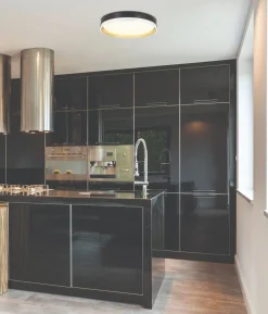 Sklep Kaja Czarno-złota lampa sufitowa, ledowy plafon 13-17727 z serii MANHATTAN | Kaja Ośw