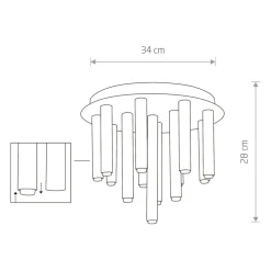 Shop Czarno-złota lampa sufitowa z tubami 9054 | Kaja Oświetlenie Żyrandole Nowoczesne