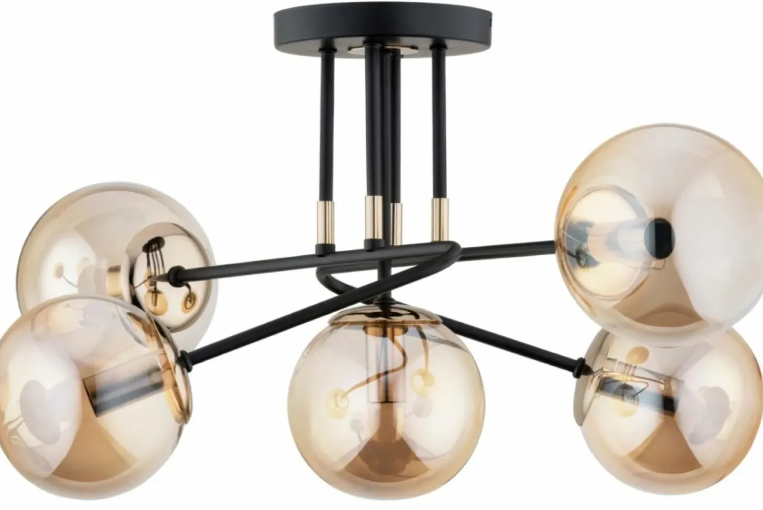 Cheap Czarno-złota lampa sufitowa z kulistymi kloszami AL 63131 z serii ESTER | Kaja O Żyrandole Nowoczesne