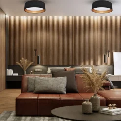 Sklep Kaja Czarno-złota lampa sufitowa, plafon do sypialni ML7070 RONDO | Kaja