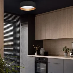 Sklep Kaja Czarno-złota lampa sufitowa, plafon do sypialni ML7070 RONDO | Kaja