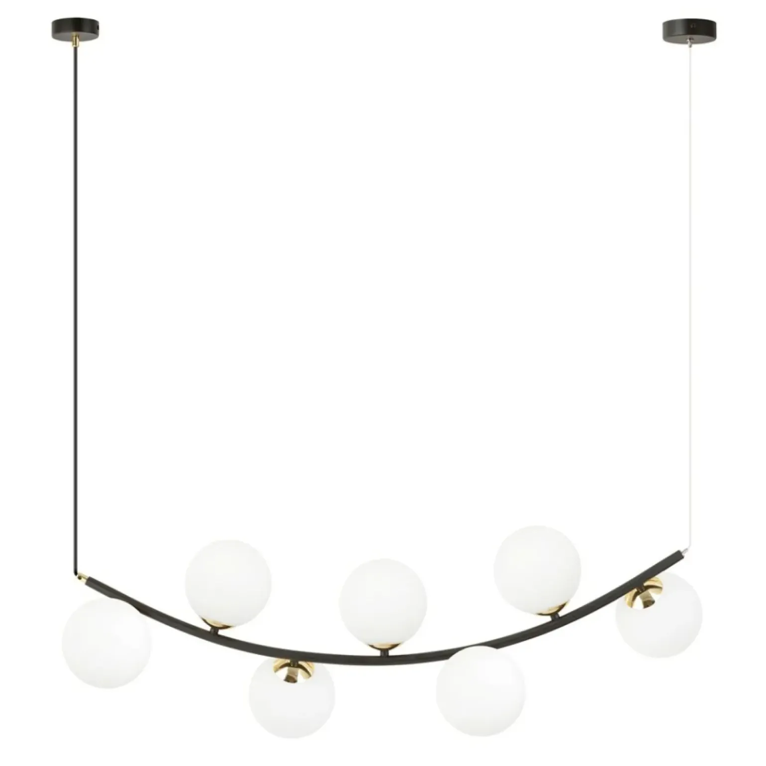 Best Czarno-złota lampa wisząca z mlecznymi kloszami 1298/7 z serii RITZ Żyrandole Nowoczesne