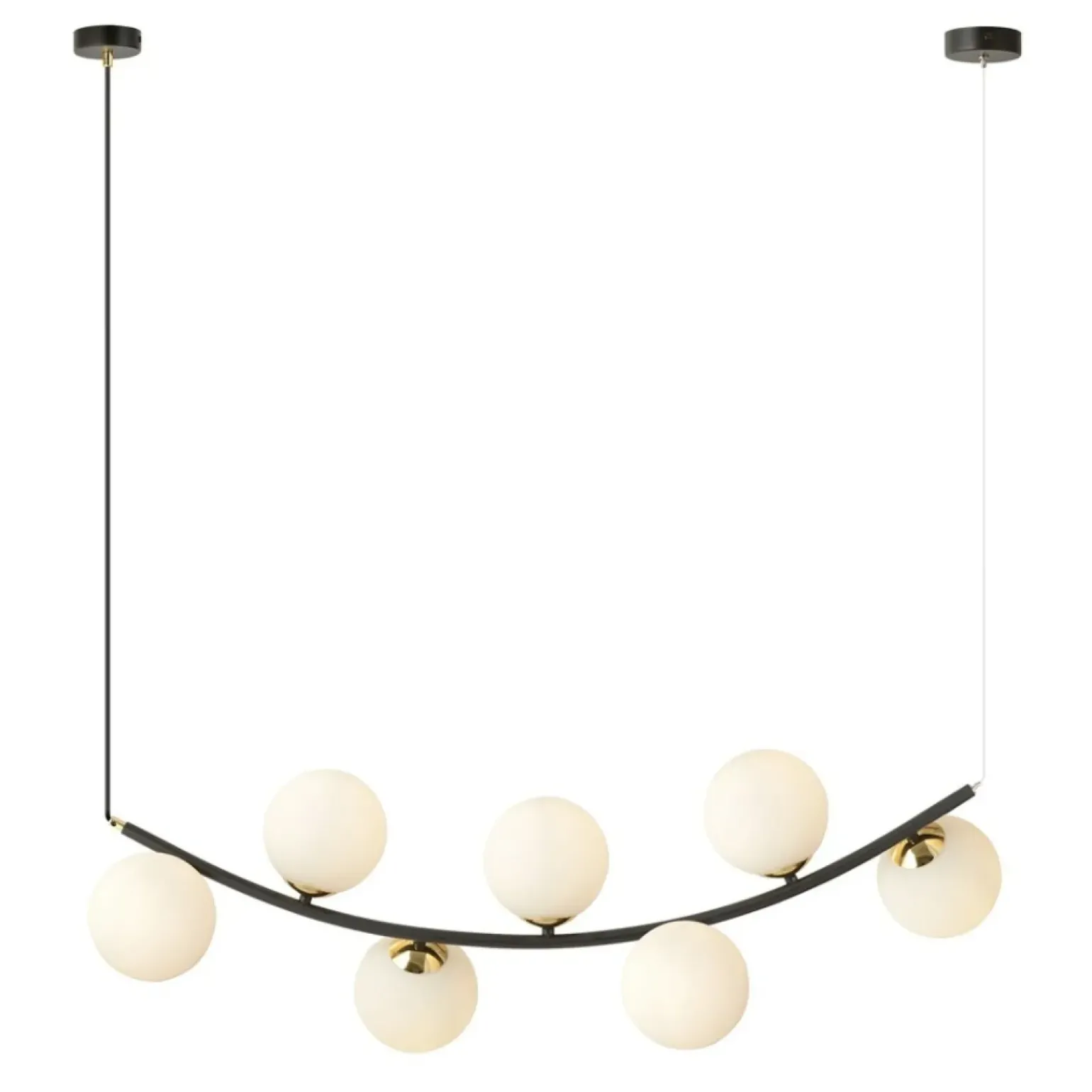 Best Czarno-złota lampa wisząca z mlecznymi kloszami 1298/7 z serii RITZ Żyrandole Nowoczesne