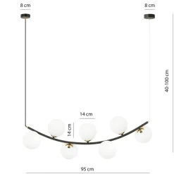 Best Czarno-złota lampa wisząca z mlecznymi kloszami 1298/7 z serii RITZ Żyrandole Nowoczesne