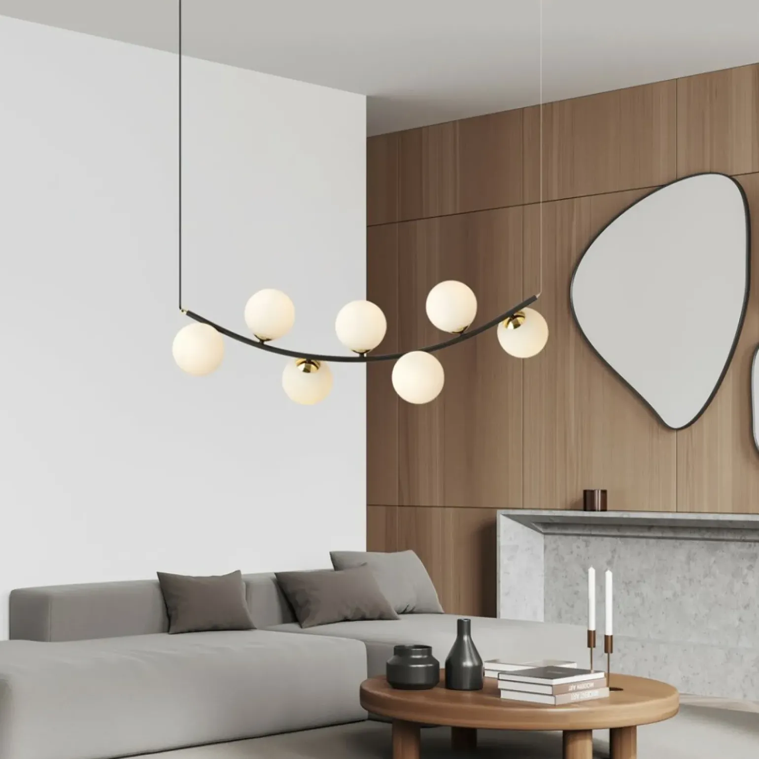 Best Czarno-złota lampa wisząca z mlecznymi kloszami 1298/7 z serii RITZ Żyrandole Nowoczesne