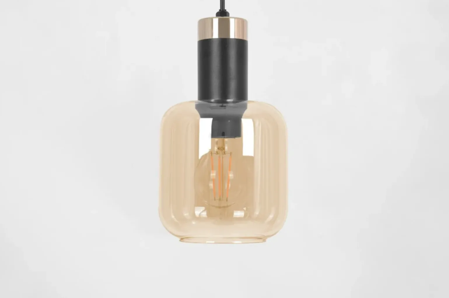 New Czarno-złota lampa wisząca z dwoma kloszami K-5266 z serii DOKA | Kaja Żyrandole Nowoczesne