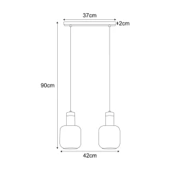 New Czarno-złota lampa wisząca z dwoma kloszami K-5266 z serii DOKA | Kaja Żyrandole Nowoczesne