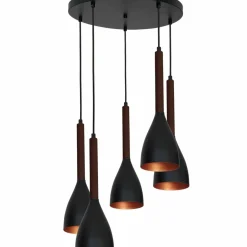 Cheap Czarno-złota lampa wisząca z ciemnym drewnem LX 9018 z serii MUZA Żyrandole Nowoczesne