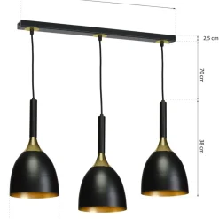 Cheap Czarno-złota lampa wisząca z trzema kloszami MLP6222 z serii CLARK | Kaja Oświet Żyrandole Nowoczesne