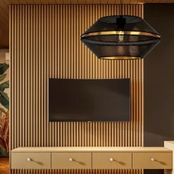 Sklep Kaja Czarno-złota lampa z perforowanym abażurem 1185/1 z serii MALIA | Kaja