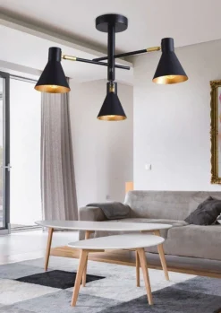 Cheap Czarno-złota lampa z regulowanymi ramionami 33-70975 LESS | Kaja Żyrandole Nowoczesne