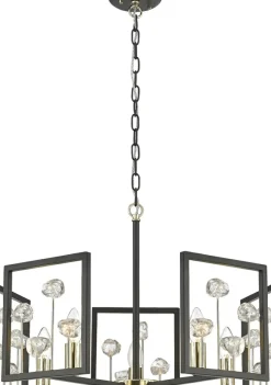 Cheap Czarno-złoty, designerski żyrandol P0541-05A-SDAC z serii CAROLINE Żyrandole Nowoczesne