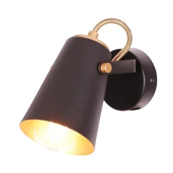 Sklep Kaja Czarno-złoty kinkiet w stylu industrialnym K-8114 z serii NOKA | Kaja