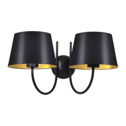 Sklep Kaja Czarno-złoty podwójny kinkiet z abażurem K-4338 | Kaja Oświetlenie