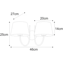 Sklep Kaja Czarno-złoty podwójny kinkiet z abażurem K-4338 | Kaja Oświetlenie