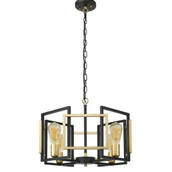 Cheap Czarno-złoty żyrandol do salonu PND-44003-4-BK-GD z serii PRIMERO Żyrandole Nowoczesne