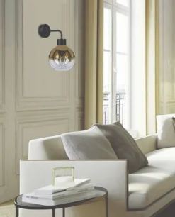 Sklep Kaja Czarny kinkiet ścienny z dekoracyjnym kloszem 21-27894 z serii LADY | Kaja Oświe