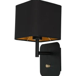 Sklep Kaja Czarny kinkiet ścienny, złote wnętrze abażura ML6365 z serii NAPOLI | Kaja Oświe