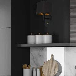 Sklep Kaja Czarny kinkiet ścienny, złote wnętrze abażura ML6365 z serii NAPOLI | Kaja Oświe