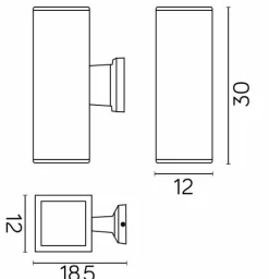 Sklep Kaja kinkiet elewacyjny, dwukierunkowy 8001 BL z serii ADELA | Kaja Oświetleni