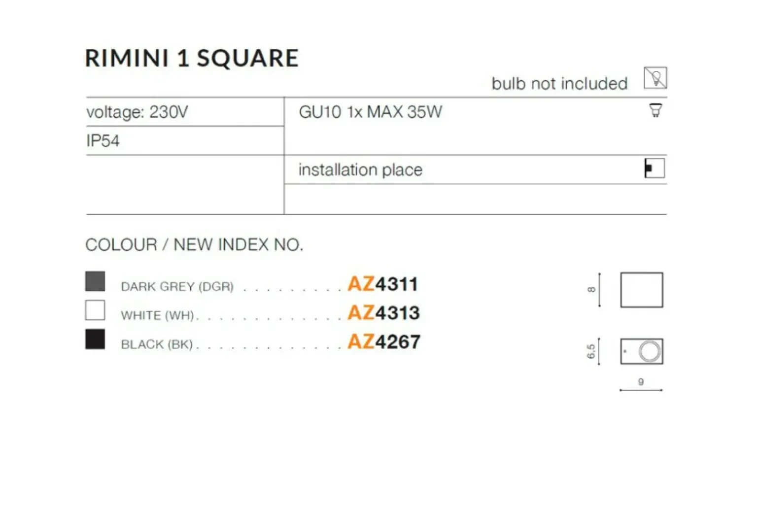 Sklep Kaja kinkiet elewacyjny na taras GU10 AZ4267 RIMINI | Kaja