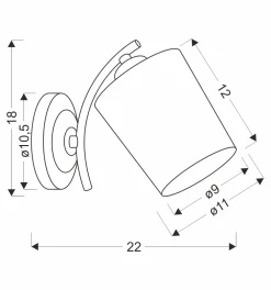 Sklep Kaja Czarny kinkiet z białym kloszem, do sypialni 21-22684 ESNYR | Kaja