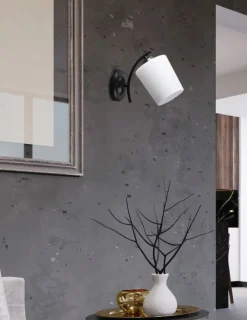 Sklep Kaja Czarny kinkiet z białym kloszem, do sypialni 21-22684 ESNYR | Kaja