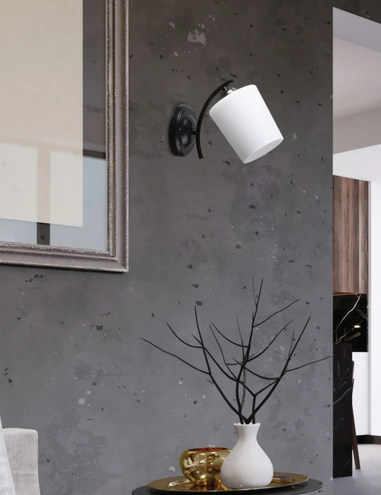 Sklep Kaja Czarny kinkiet z białym kloszem, do sypialni 21-22684 ESNYR | Kaja