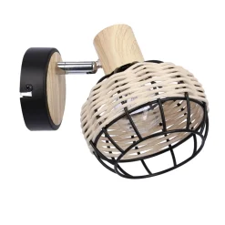 Sklep Kaja Czarny kinkiet z drewnianymi elementami 91-12197 z serii TAJGA | Kaja