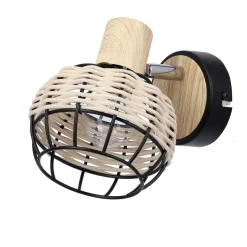 Sklep Kaja Czarny kinkiet z drewnianymi elementami 91-12197 z serii TAJGA | Kaja