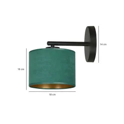 Sklep Kaja Czarny kinkiet z zielono-złotym abażurem 1051/K1 HILDE | Kaja