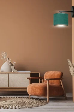 Sklep Kaja Czarny kinkiet z zielono-złotym abażurem 1051/K1 HILDE | Kaja