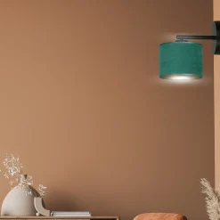 Sklep Kaja Czarny kinkiet z zielono-złotym abażurem 1051/K1 HILDE | Kaja