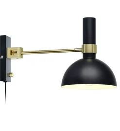 Sklep Kaja Czarny kinkiet ze złotą oprawą i ściemniaczem 106970 | Kaja