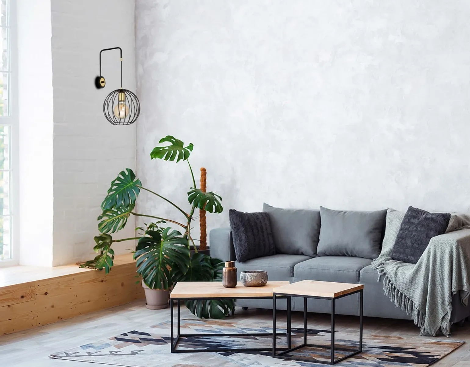 Sklep Kaja nowoczesny kinkiet z drucianym kloszem 144/K1 | Kaja