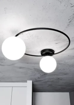 Sklep Kaja Czarny okrąg sufitowy z białymi kulami 1257/2 z serii SOPRA | Kaja