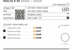 Sklep Kaja Czarny okrągły plafon LED 40cm 4000K AZ4248 MALTA | Kaja Oświetlenie